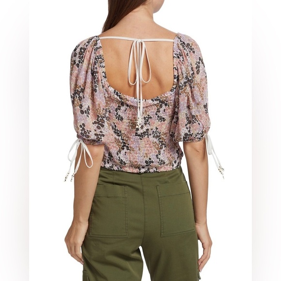 NEW FREE PEOPLE - Puff Sleeve Boho Top with Square Neck - Picture 2 of 8